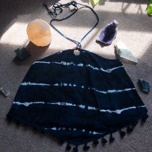 Navy with white striped top